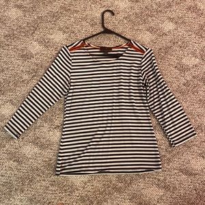Fenn Wright Manson black/white striped shirt with orange zip details